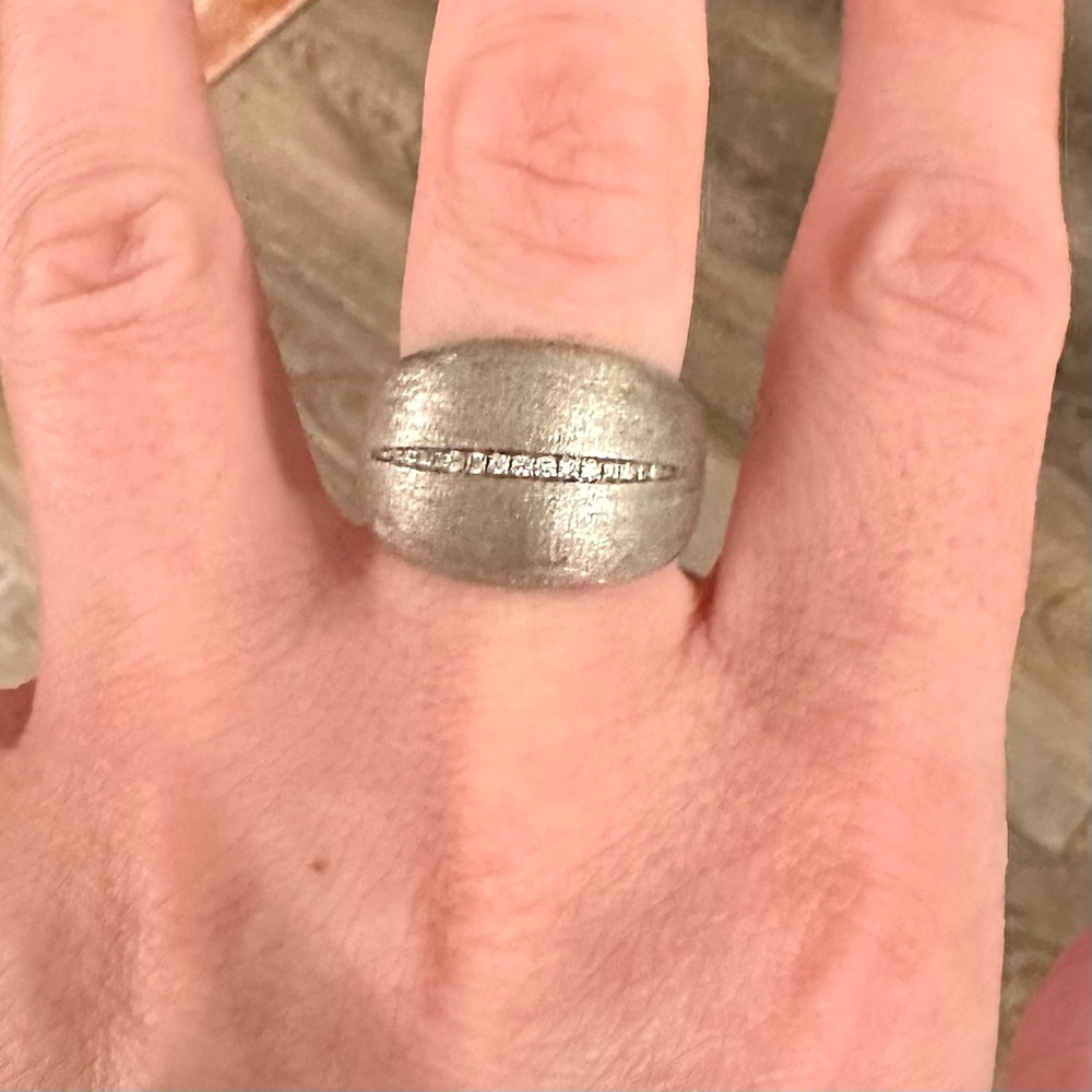 EFFY Brushed Sterling Silver and Diamond band.